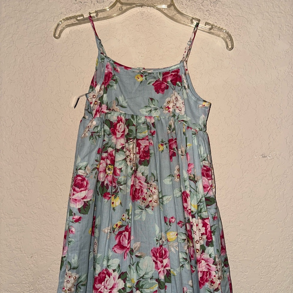 Ralph Lauren Light Blue Floral Print Cotton Sleeveless Midi Dress - Picture 7 of 12
